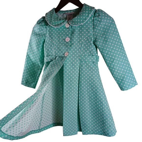 Bonnie Jean Girls Sz 6 Mint Green Polka Dot Lightweight Peacoat | Spring Easter - Picture 3 of 6
